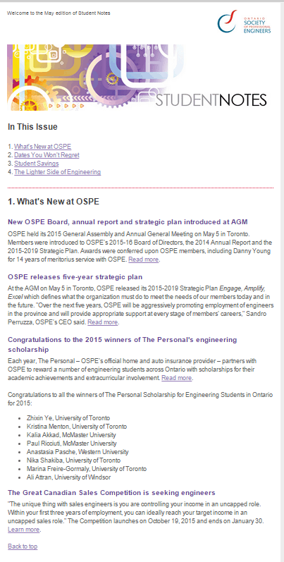 OPSE newsletter